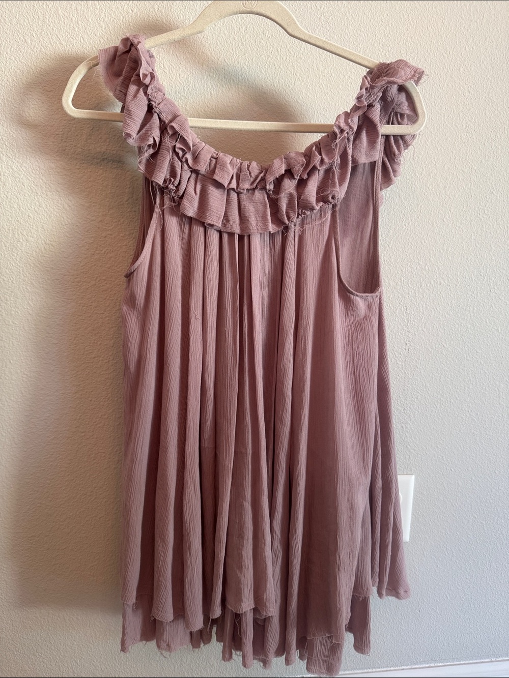 Free People Dusty Rose Ruffled Sleeveless Swing Dress